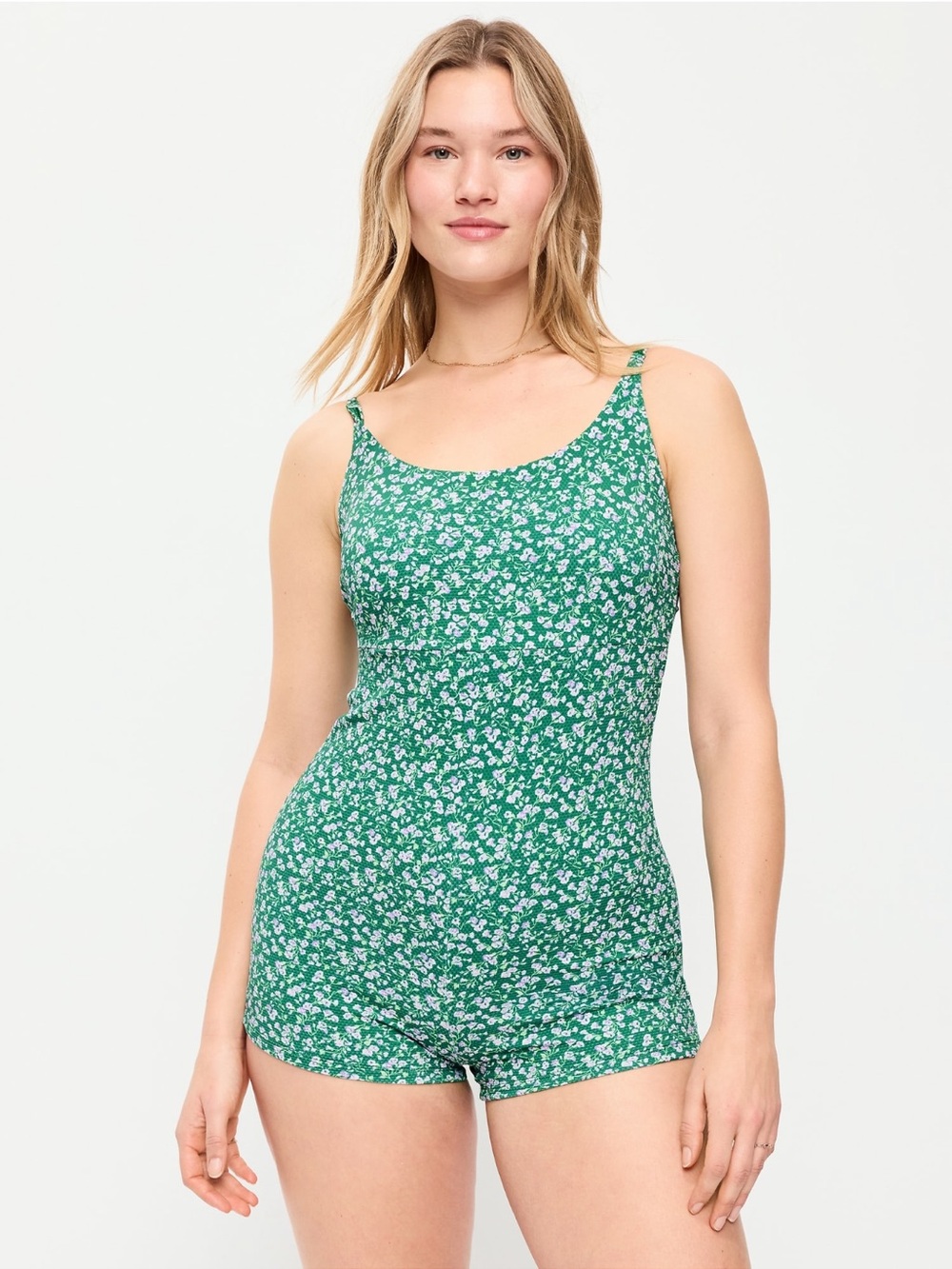 Old Navy Green Floral One Piece Swim Suit Large